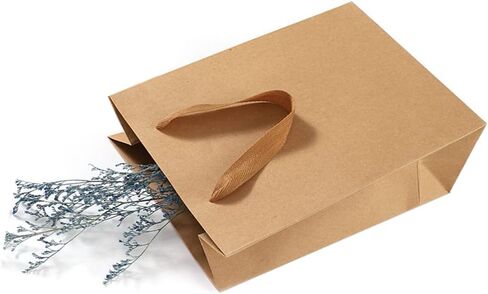 حقيبة ورق كرافت من KUPOO مكونة من 20 قطعة من حقائب الحفلات، وحقائب تسوق مقاس 4.7 × 2.2 × 6.3 بوصة، وحقائب البيع بالتجزئة، وحقائب الحفلات، وأكياس ورقية بمقابض كبيرة (كرافت) in Kuwait