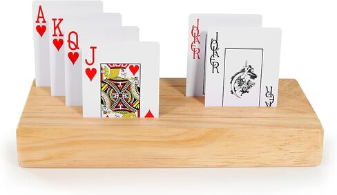 حامل بطاقات لعب خشبي من كلير هوكو - مجموعة من 2 منظم بطاقات - حرر يديك وشاهد جميع بطاقاتك - كاملة مع حزمة من بطاقات اللعب in Kuwait