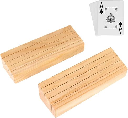 حامل بطاقات لعب خشبي من كلير هوكو - مجموعة من 2 منظم بطاقات - حرر يديك وشاهد جميع بطاقاتك - كاملة مع حزمة من بطاقات اللعب in Kuwait