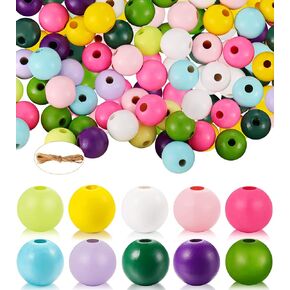 50 قطعة من الخرز الخشبي الطبيعي للحرف اليدوية، خرز فضفاض ملون مستدير ملون، خرز فاصل خشبي لتزيين الحفلات المنزلية (B- خرز فراولة #50 قطعة) in Kuwait