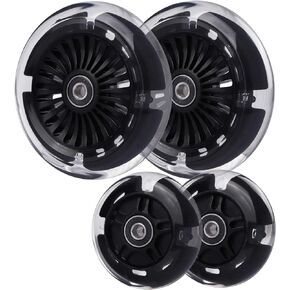 120mm 80mm Led Light Up Scooter Replacement Wheels - White Flashing- Compatible with Micro Mini, Maxi Deluxe, Globber 3-Wheeled Kid Kick Scooter, Set of 4 (Black)