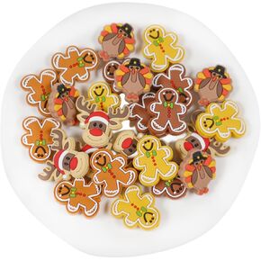 25 قطعة من الخرز البؤري السيليكوني لعيد الميلاد لأحرف الأقلام، خرز بؤري سيليكون مختلط لعيد الميلاد من السيليكون البني لصنع سوار وقلادة سلسلة مفاتيح in Kuwait