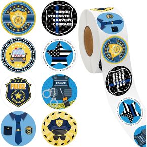 Geyee 1000 Pcs Police Stickers Firefighter Sticker for Kids Police Badges Firetruck Fireman Firefighter Badge Toy Name Tag Roll for Party Favor School Education Event 8 Style(Firefighting)