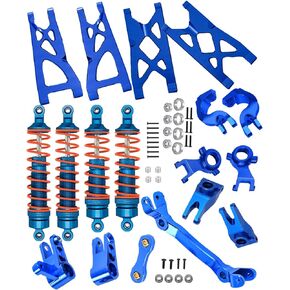 Rcarmumb Upgrades Part for 1/10 ARRMA Granite 4x4 3S Blx & Mega 550,Senton 4x4 3S Blx & Mega 550,Alloy Front Rear Shocks & Steering Set &Suspension Arms & Steering Blocks Caster Blocks C-Hubs Stub,Red