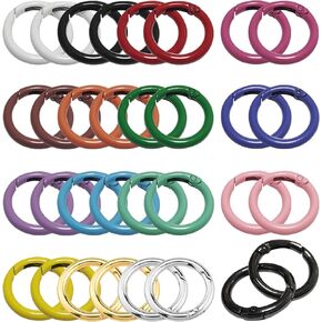 Bumnay 32Pcs Spring O Rings Snap Clip, 16 Colors Zinc Alloy O Rings Round Carabiner Keyring Spring Buckles for Handbag Purse Key Chains Pet Leash DIY (1Inch OD, 0.7Inch ID) in Kuwait