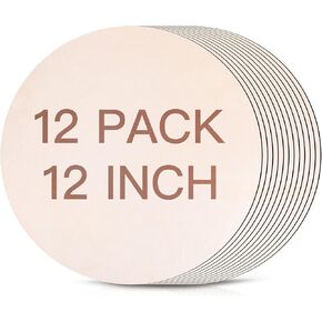 12 قطعة من الخشب المستدير، دوائر خشبية غير مكتملة جوكتوب مقاس 12 انش للحرف اليدوية، اقراص شرائح خشبية دائرية فارغة سميكة لحرق الخشب والطلاء وشماعات الباب وقواعد الاكواب وديكور المنزل in Kuwait