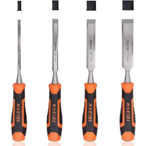 كسيبي مجموعة ازميل خشبية احترافية 312130، شفرات منغنيز كروم فاخرة لاعمال النجارة والنحت ومقابض ناعمة مع غطاء طرفي من الستيل من 4 قطع in Kuwait