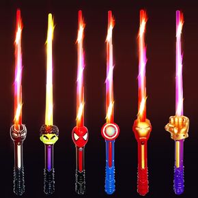 Cemocle 6PCS LED Spider Light Sword - مجموعة ألعاب السيف الخفيفة القابلة للسحب وتأثير الصوت - مع صوت حساس للحركة كأفضل هدية للأطفال البالغين in Kuwait