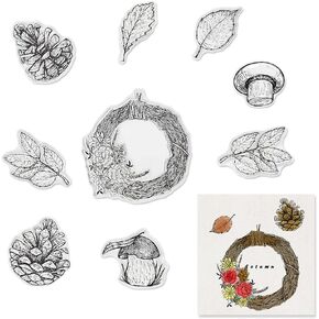 Clear Stamp Apple Tree Silicone Stamp, Autumn Harvest Apple Farm Sentiment Rubber Stamp for Card Making Crafting Decoration and DIY Scrapbooking