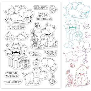طوابع شفافة من السيليكون من GLOBLELAND Happy Hippo، طوابع شفافة لبطاقات عيد ميلاد الأشخاص وعيد الحب، صنع ألبوم صور القصاصات بنفسك، حرفة ورقية in Saudi Arabia