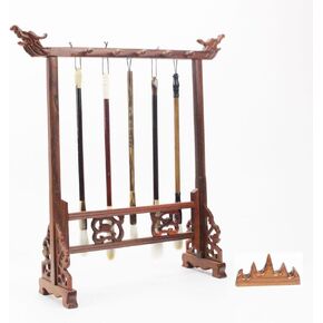 Easyou Chinese Japanese Calligrapghy Rosewood Brush Hanger Drawing Brush Holder (10pins)