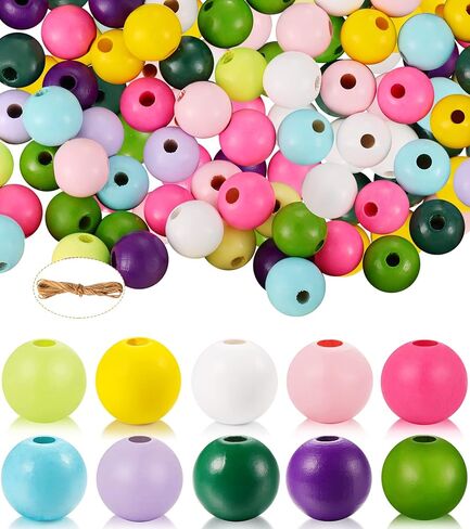 50 قطعة من الخرز الخشبي الطبيعي للحرف اليدوية، خرز فضفاض ملون مستدير ملون، خرز فاصل خشبي لتزيين الحفلات المنزلية (B- خرز فراولة #50 قطعة) in Kuwait