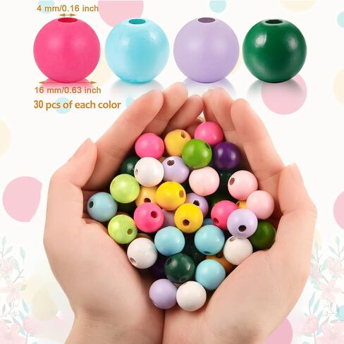 50 قطعة من الخرز الخشبي الطبيعي للحرف اليدوية، خرز فضفاض ملون مستدير ملون، خرز فاصل خشبي لتزيين الحفلات المنزلية (B- خرز فراولة #50 قطعة) in Kuwait