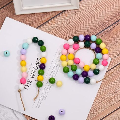 50 قطعة من الخرز الخشبي الطبيعي للحرف اليدوية، خرز فضفاض ملون مستدير ملون، خرز فاصل خشبي لتزيين الحفلات المنزلية (B- خرز فراولة #50 قطعة) in Kuwait