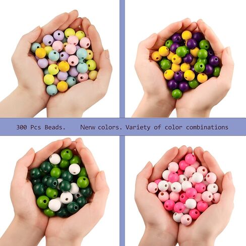 50 قطعة من الخرز الخشبي الطبيعي للحرف اليدوية، خرز فضفاض ملون مستدير ملون، خرز فاصل خشبي لتزيين الحفلات المنزلية (B- خرز فراولة #50 قطعة) in Kuwait