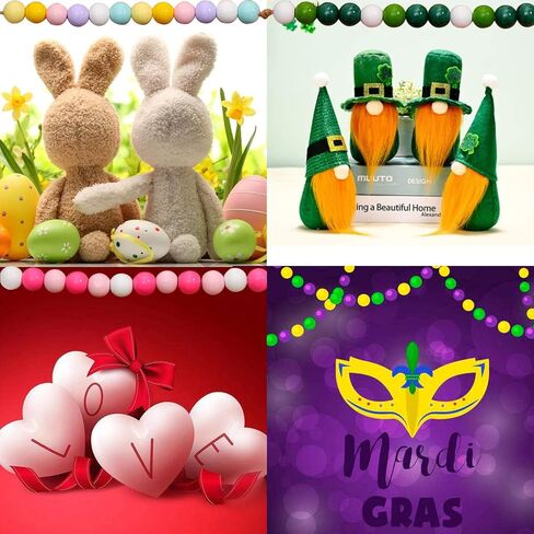 50 قطعة من الخرز الخشبي الطبيعي للحرف اليدوية، خرز فضفاض ملون مستدير ملون، خرز فاصل خشبي لتزيين الحفلات المنزلية (B- خرز فراولة #50 قطعة) in Kuwait