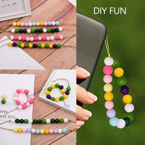 50 قطعة من الخرز الخشبي الطبيعي للحرف اليدوية، خرز فضفاض ملون مستدير ملون، خرز فاصل خشبي لتزيين الحفلات المنزلية (B- خرز فراولة #50 قطعة) in Kuwait