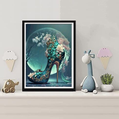 BOHUAYI مجموعات الطلاء الماسي للبالغين، طلاء يدوي 5D بالأرقام للبالغين المبتدئين، لوحات فنية بنقاط الماس الحفر الكامل DIY لديكور جدار المنزل 11.8 × 15.7 بوصة (كعب عالٍ) in Kuwait