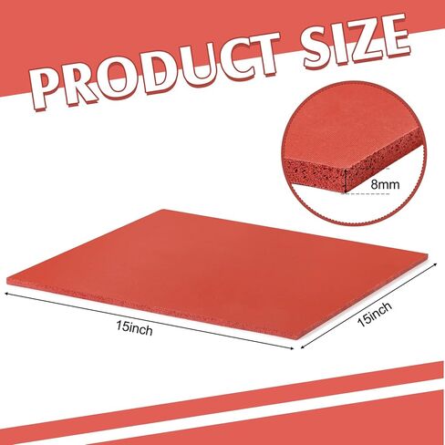 Frienda 2 قطعة 15 × 15 بوصة سيليكون حصيرة الحرارة للضغط الحراري 0.3 بوصة سميكة وسادة حصيرة الضغط الحراري لآلة نقل الحرارة وسادة الضغط الحراري وسادة استبدال الصحافة نقل الحرارة، أحمر in Kuwait