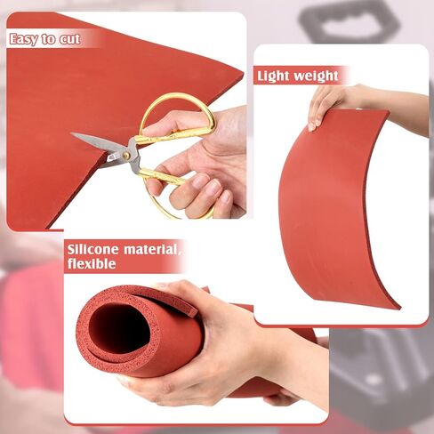 Frienda 2 قطعة 15 × 15 بوصة سيليكون حصيرة الحرارة للضغط الحراري 0.3 بوصة سميكة وسادة حصيرة الضغط الحراري لآلة نقل الحرارة وسادة الضغط الحراري وسادة استبدال الصحافة نقل الحرارة، أحمر in Kuwait