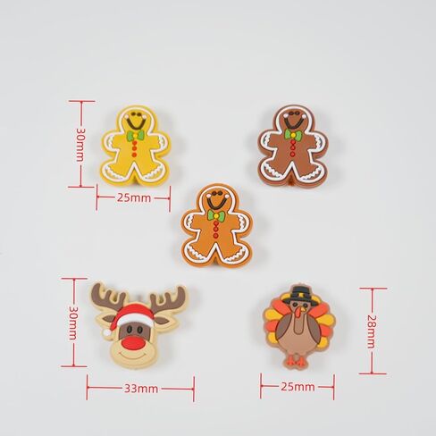 25 قطعة من الخرز البؤري السيليكوني لعيد الميلاد لأحرف الأقلام، خرز بؤري سيليكون مختلط لعيد الميلاد من السيليكون البني لصنع سوار وقلادة سلسلة مفاتيح in Kuwait