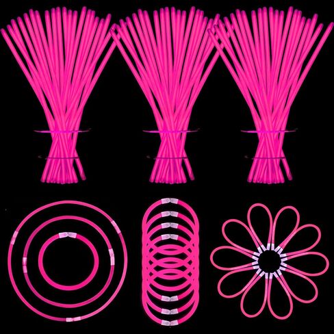 150 PCS Glow Sticks Bracelets Necklaces 8" Glowstickswith Connectors Bulk Glow in The Dark Party Supplies Light Up Neon Party Favor for Halloween Chirstmas NewYear St.Patrick's Day Birthday in Kuwait