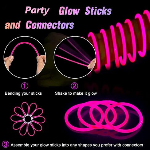 150 PCS Glow Sticks Bracelets Necklaces 8" Glowstickswith Connectors Bulk Glow in The Dark Party Supplies Light Up Neon Party Favor for Halloween Chirstmas NewYear St.Patrick's Day Birthday in Kuwait