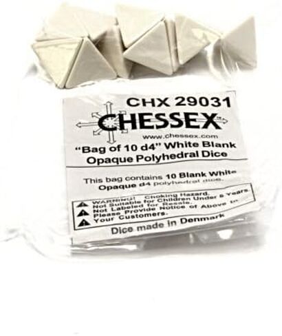 Opaque 16mm Polyhedral White Bag of 10 Blank d4 in Saudi Arabia