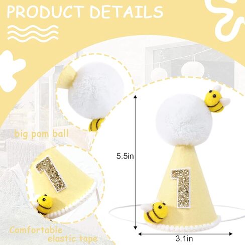 قبعة عيد الميلاد الأولى من Rweseo Bee - ديكورات حفلات عيد الميلاد الأول للنحلة، قبعة عيد الميلاد الأول للنحلة، حفلة يوم النحل السعيد، إنها ممتعة لنحلة واحدة in Kuwait