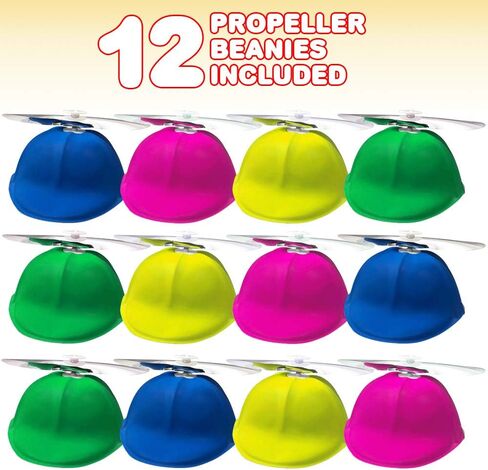 ArtCreativity Propeller Beanie Hats for Kids, Pack of 12, Plastic Hats with Spinning Propellers on Top, Silly Costume Accessories, Crazy Party Hats, Photo Booth Props, Fun Gag Gifts in Kuwait