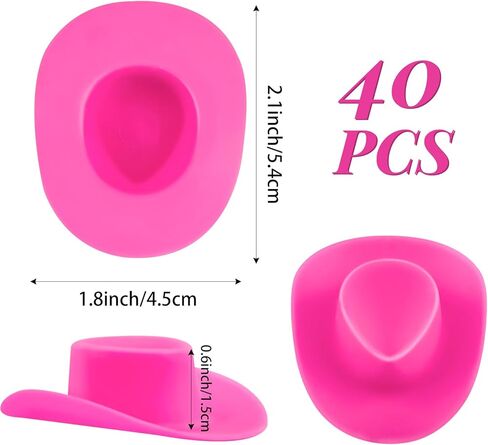 40 قطعة من قبعة رعاة البقر الغربية الصغيرة، قبعة راعية البقر البلاستيكية مصغرة لطيفة، اكسسوارات تزيين الحفلات لبيت الدمى واللعب in Kuwait