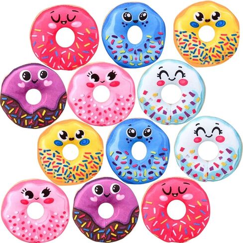 ArtCreativity Mini Smile Face Plush Donuts للأطفال، مجموعة من 12، ألعاب دونات محشوة ناعمة بألوان متنوعة، لوازم حفلات الدونات اللطيفة، ديكورات حفلات الدونات، هدايا حفلات الوجبات الخفيفة، حشو سلة عيد الفصح in Saudi Arabia