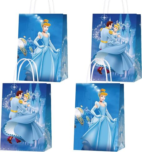 16 قطعة من حقائب هدايا حفلات سندريلا مع مقبض من ورق كرافت الاميرة لزينة حفلات اعياد الميلاد للاطفال والكبار in Kuwait
