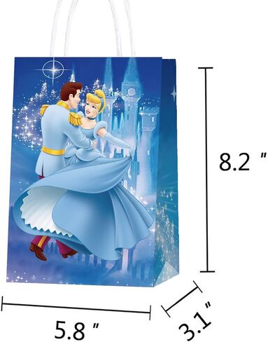 16 قطعة من حقائب هدايا حفلات سندريلا مع مقبض من ورق كرافت الاميرة لزينة حفلات اعياد الميلاد للاطفال والكبار in Kuwait