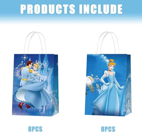 16 قطعة من حقائب هدايا حفلات سندريلا مع مقبض من ورق كرافت الاميرة لزينة حفلات اعياد الميلاد للاطفال والكبار in Kuwait