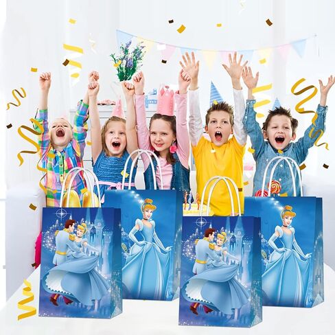 16 قطعة من حقائب هدايا حفلات سندريلا مع مقبض من ورق كرافت الاميرة لزينة حفلات اعياد الميلاد للاطفال والكبار in Kuwait
