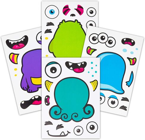 24 ملصقًا لـ Make A Monster للأطفال - هدايا ومستلزمات حفلات أعياد الميلاد بطابع Monster - مشروع حرفي ممتع للأطفال بعمر 3 سنوات فما فوق - اسمح لأطفالك بالإبداع وتصميم ملصقات الوحوش المفضلة لديهم in Kuwait