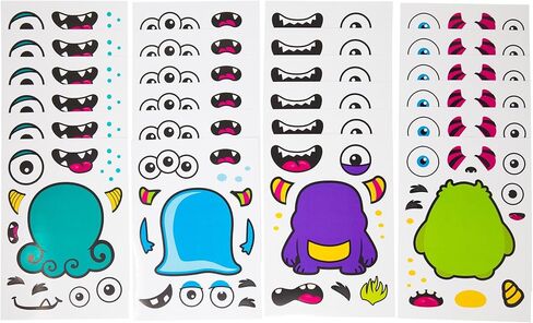 24 ملصقًا لـ Make A Monster للأطفال - هدايا ومستلزمات حفلات أعياد الميلاد بطابع Monster - مشروع حرفي ممتع للأطفال بعمر 3 سنوات فما فوق - اسمح لأطفالك بالإبداع وتصميم ملصقات الوحوش المفضلة لديهم in Kuwait