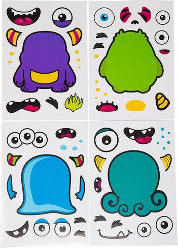 24 ملصقًا لـ Make A Monster للأطفال - هدايا ومستلزمات حفلات أعياد الميلاد بطابع Monster - مشروع حرفي ممتع للأطفال بعمر 3 سنوات فما فوق - اسمح لأطفالك بالإبداع وتصميم ملصقات الوحوش المفضلة لديهم in Kuwait