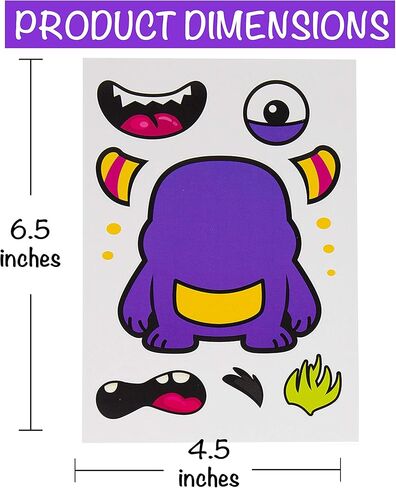 24 ملصقًا لـ Make A Monster للأطفال - هدايا ومستلزمات حفلات أعياد الميلاد بطابع Monster - مشروع حرفي ممتع للأطفال بعمر 3 سنوات فما فوق - اسمح لأطفالك بالإبداع وتصميم ملصقات الوحوش المفضلة لديهم in Kuwait