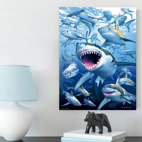 DCIDBEI حجر الراين الماس اللوحة ، DIY 5D الماس الطلاء بواسطة الرقم عدة لطيف القرش حجر الراين التطريز الصليب مجموعات الإمداد الفنون الحرفية قماش ديكور الحائط ملصقات ديكور المنزل 12x16 بوصة in Kuwait