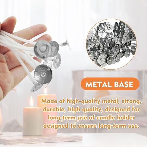 100pcs 6inch Candle Wicks Candle Wick with 1 Candle Wick Holder and 100dots Candle Stickers for Candle Making Pre-Waxed Candle Making Supplies in Kuwait