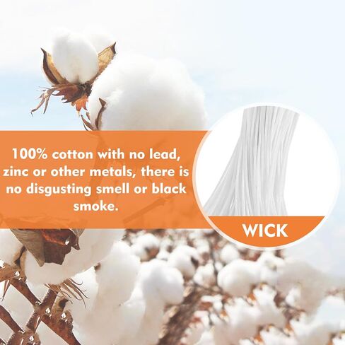 100pcs 6inch Candle Wicks Candle Wick with 1 Candle Wick Holder and 100dots Candle Stickers for Candle Making Pre-Waxed Candle Making Supplies in Kuwait