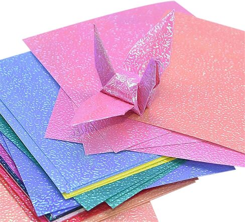 Origami Paper，50pcs Single Glitter Folding Solid Color Papers For Kids Handmade DIY Scrapbooking Glitter Cardstock Paper Sparkle Card Stock Thick Shinny Craft Pape for Card Making in Saudi Arabia