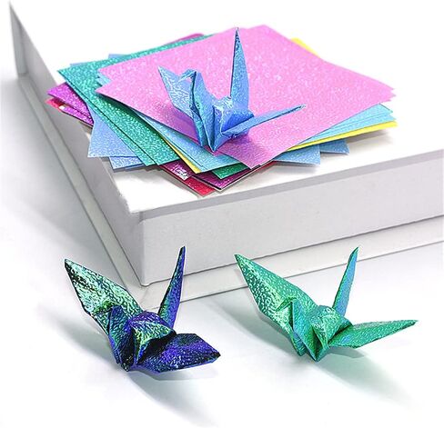 Origami Paper，50pcs Single Glitter Folding Solid Color Papers For Kids Handmade DIY Scrapbooking Glitter Cardstock Paper Sparkle Card Stock Thick Shinny Craft Pape for Card Making in Saudi Arabia