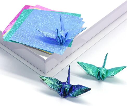 Origami Paper，50pcs Single Glitter Folding Solid Color Papers For Kids Handmade DIY Scrapbooking Glitter Cardstock Paper Sparkle Card Stock Thick Shinny Craft Pape for Card Making in Saudi Arabia