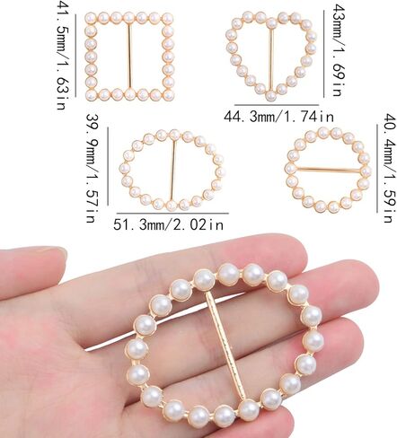 8 قطع 4 انماط معدنية تي شيرت وشاح مشبك حلقة دائرية مربعة بيضاوية على شكل قلب مشبك حلقة مشبك مع اللؤلؤ للملابس والخواتم وحامل التفاف الحفلات التنكرية وزوايا الملابس in Kuwait