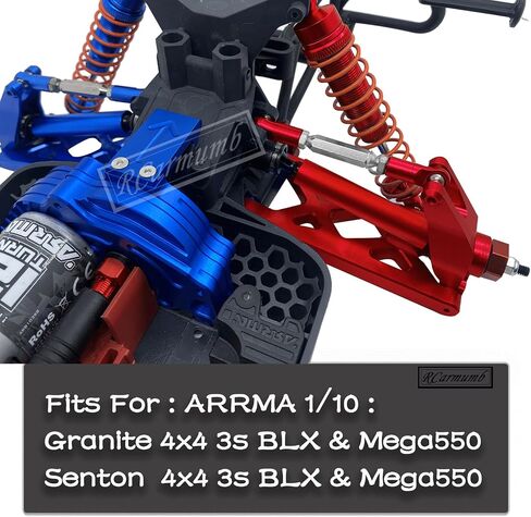 Rcarmumb Upgrades Part for 1/10 ARRMA Granite 4x4 3S Blx & Mega 550,Senton 4x4 3S Blx & Mega 550,Alloy Front Rear Shocks & Steering Set &Suspension Arms & Steering Blocks Caster Blocks C-Hubs Stub,Red in Saudi Arabia