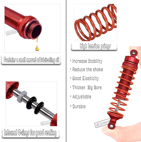 Rcarmumb Upgrades Part for 1/10 ARRMA Granite 4x4 3S Blx & Mega 550,Senton 4x4 3S Blx & Mega 550,Alloy Front Rear Shocks & Steering Set &Suspension Arms & Steering Blocks Caster Blocks C-Hubs Stub,Red in Saudi Arabia