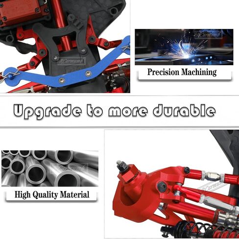Rcarmumb Upgrades Part for 1/10 ARRMA Granite 4x4 3S Blx & Mega 550,Senton 4x4 3S Blx & Mega 550,Alloy Front Rear Shocks & Steering Set &Suspension Arms & Steering Blocks Caster Blocks C-Hubs Stub,Red in Saudi Arabia